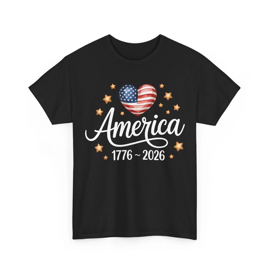 Pretty Flag Heart 1776 2026 July 4th 250th Birthday T-Shirt