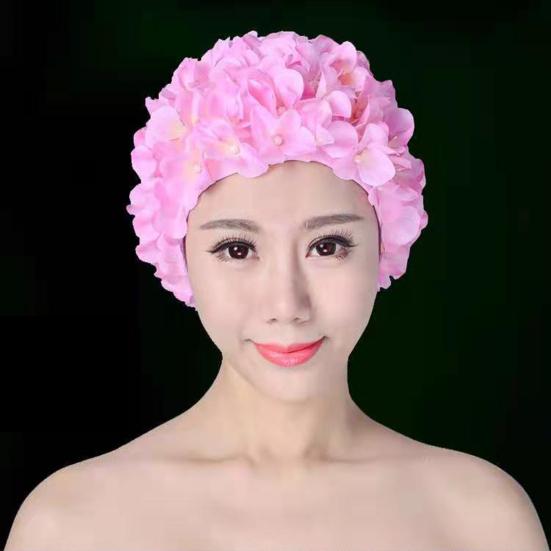 Пляжная шапочка для плавания с цветочным декором, мягкая дышащая защита ушей, эластичная женская шапка для подводного плавания, головной убор