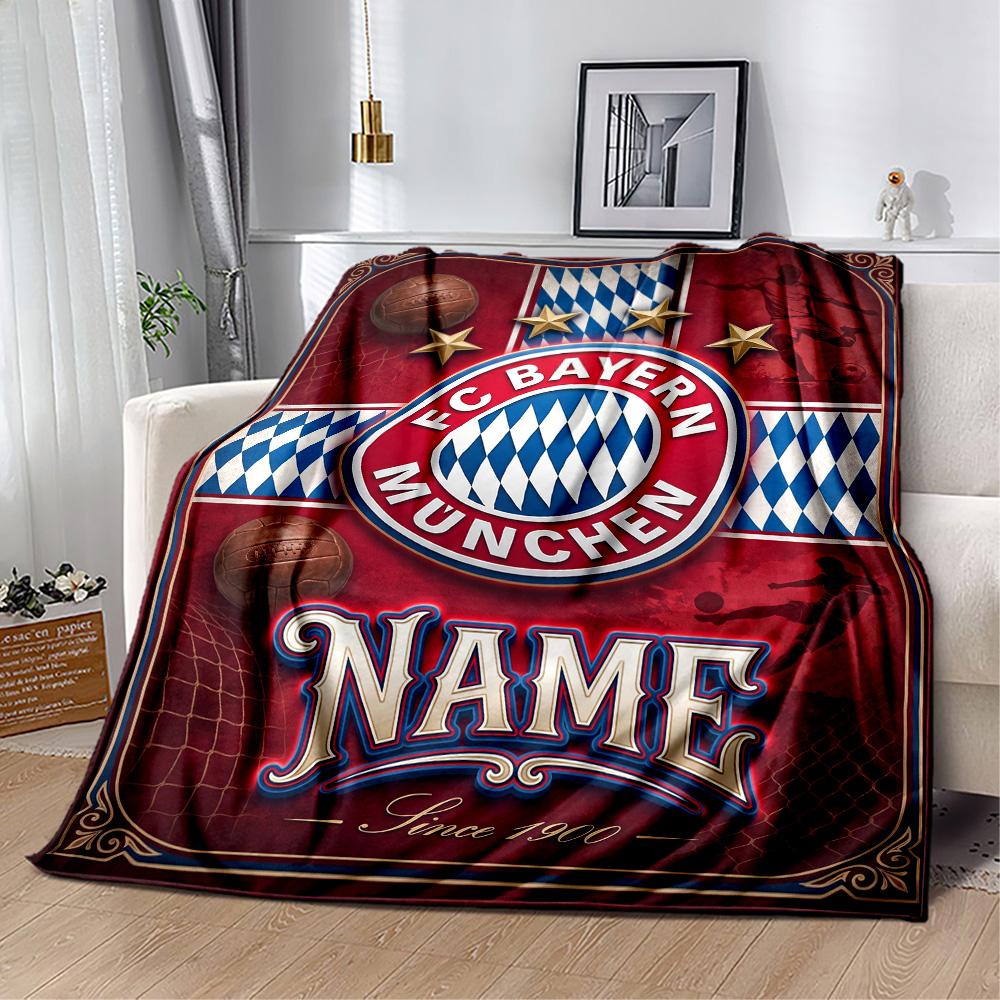Bayern Munich Celebration Personalized Text Blanket Gift Customizable Blanket Warmthful Decor for Home Decor Office Nap Bedding for All Occasions
