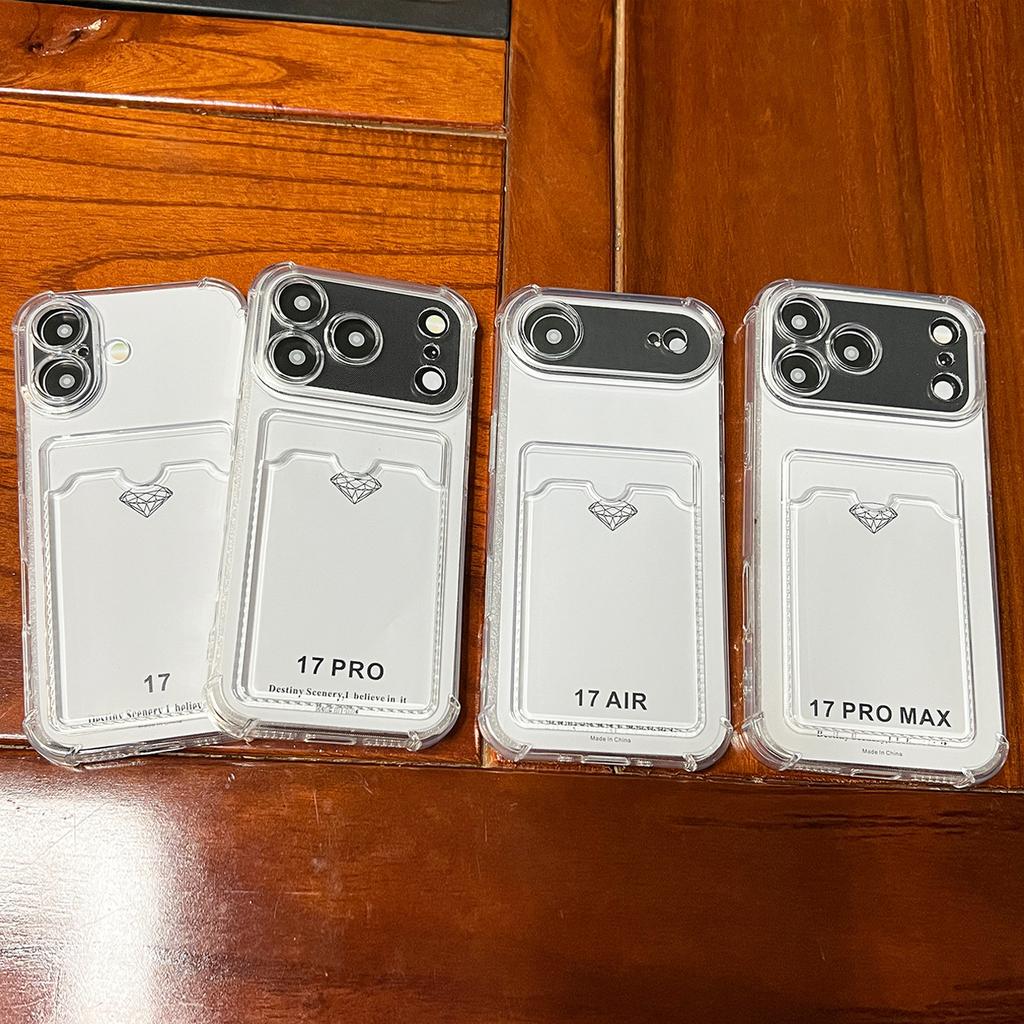 Кошелек Держатель для карт Чехол для Iphone Air 17 E 16 Pro Max 15 Plus 14 13 12 Mini 11 Xr Xs Max 17pro Прозрачный карман для вставки карты Чехол для телефона Аксессуары
