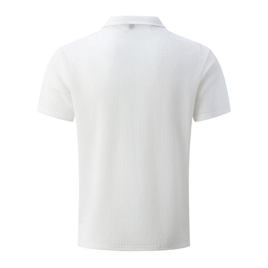 Mesh Ice Silk Polos Top Short Sleeve T-shirt Men's Lapel Collar Summer Solid Color Sliding Polo Shirts