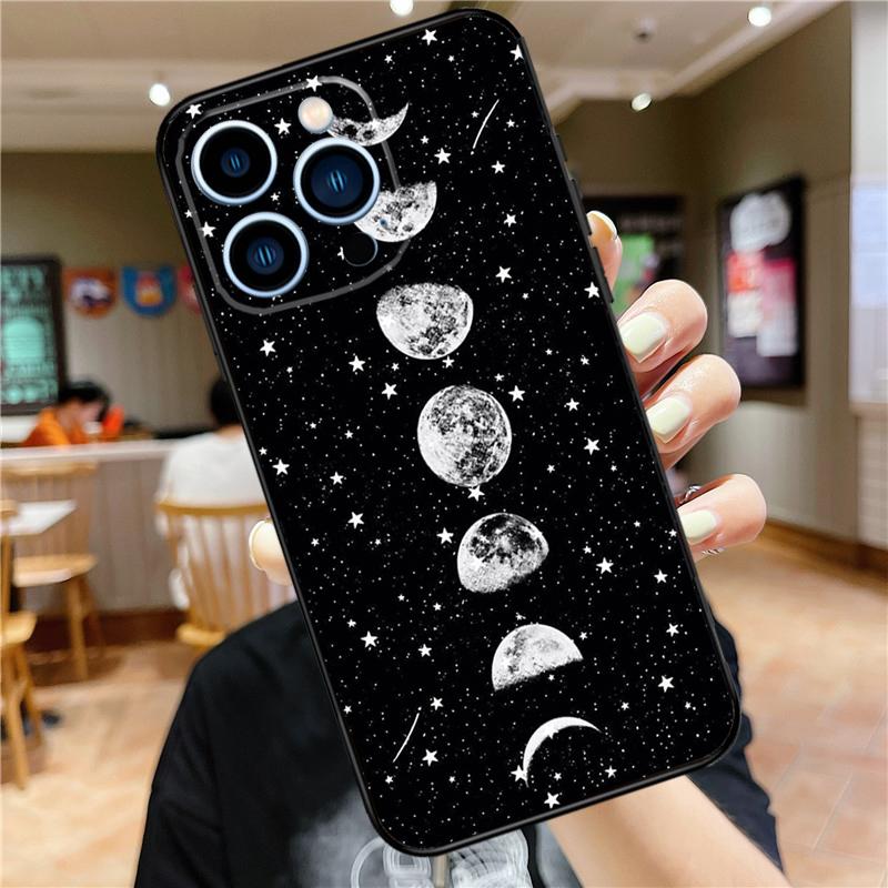 Moon Stars Space Case For iPhone 17 Pro Max 16 15 14 11 12 13 Mini Plus 16e 17 Air Bumper Cover Accessories