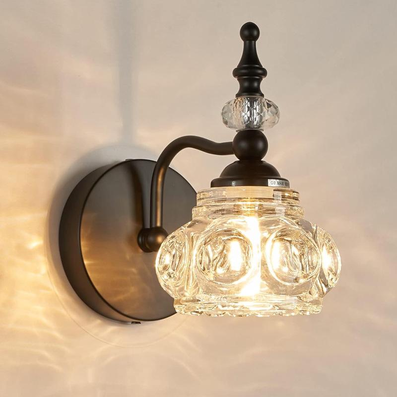 Зеркало для ванной комнаты, передний светильник, стеклянный абажур в американском стиле, ретро, ​​прикроватный настенный светильник, зеркальный светильник для ванной комнаты