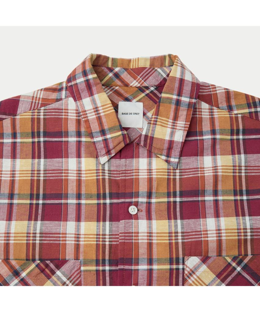 Silijeu Sage De Cret Co/Li Madras Check Short Sleeve Open Collar Shirt Svsfm26552Rex