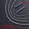 Men Silver Color Cool Choker Metal Collar Heavy Link Braided Wheat Chain Stainless Steel Necklace