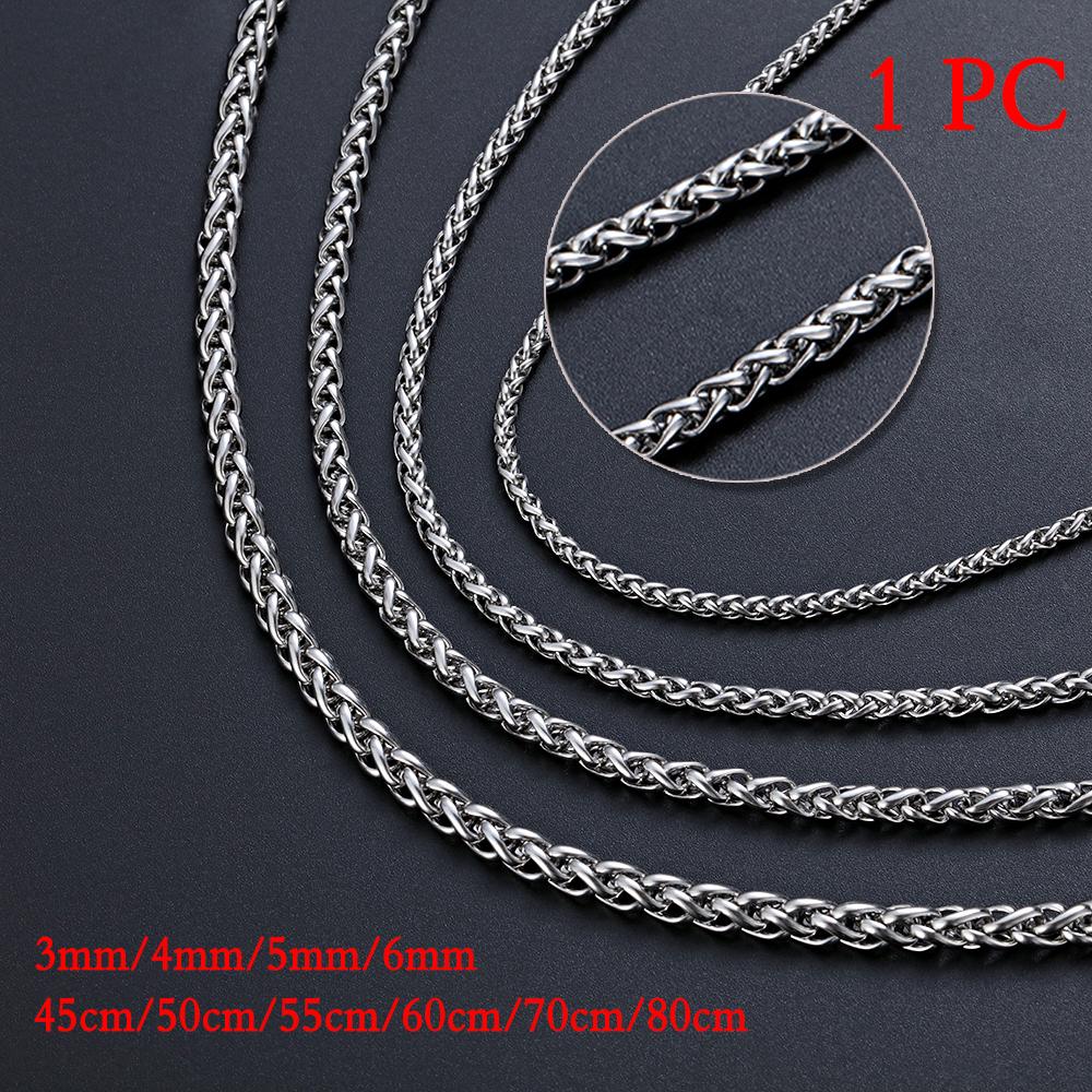 Choker Punk Gothic Cool Heavy Link Stainless Steel Necklace Braided Wheat Chain Metal Collar