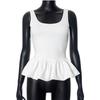Square Neck Tank Tops For Women Sleeveless Backless Crop Top With Peplum Bubble Hem Summer Top Black White