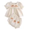 Summer Newborn Baby Girl Short Sleeve Embroidered Romper Cute Infant Bodysuit Triangle Climbing Clothes Set