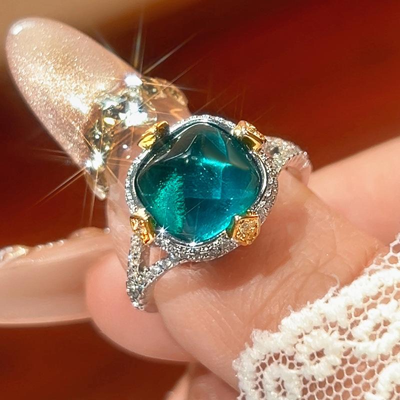 New retro ring open women's ruby inlaid versatile fashion high sense light luxury spot