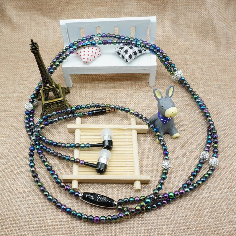 VAORLO Жемчужное ожерелье, наушники-вкладыши, розовое ожерелье со стразами, ювелирные изделия, бусины, наушники с микрофоном для Samsung Xiaomi, подарки для девочек