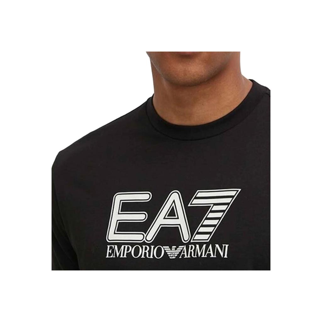 Emporio Armani Мужская футболка-пуловер EA7 с буквенным логотипом, круглым вырезом, коротким рукавом, топ Черный 6DPT81-PJVPZ-1200
