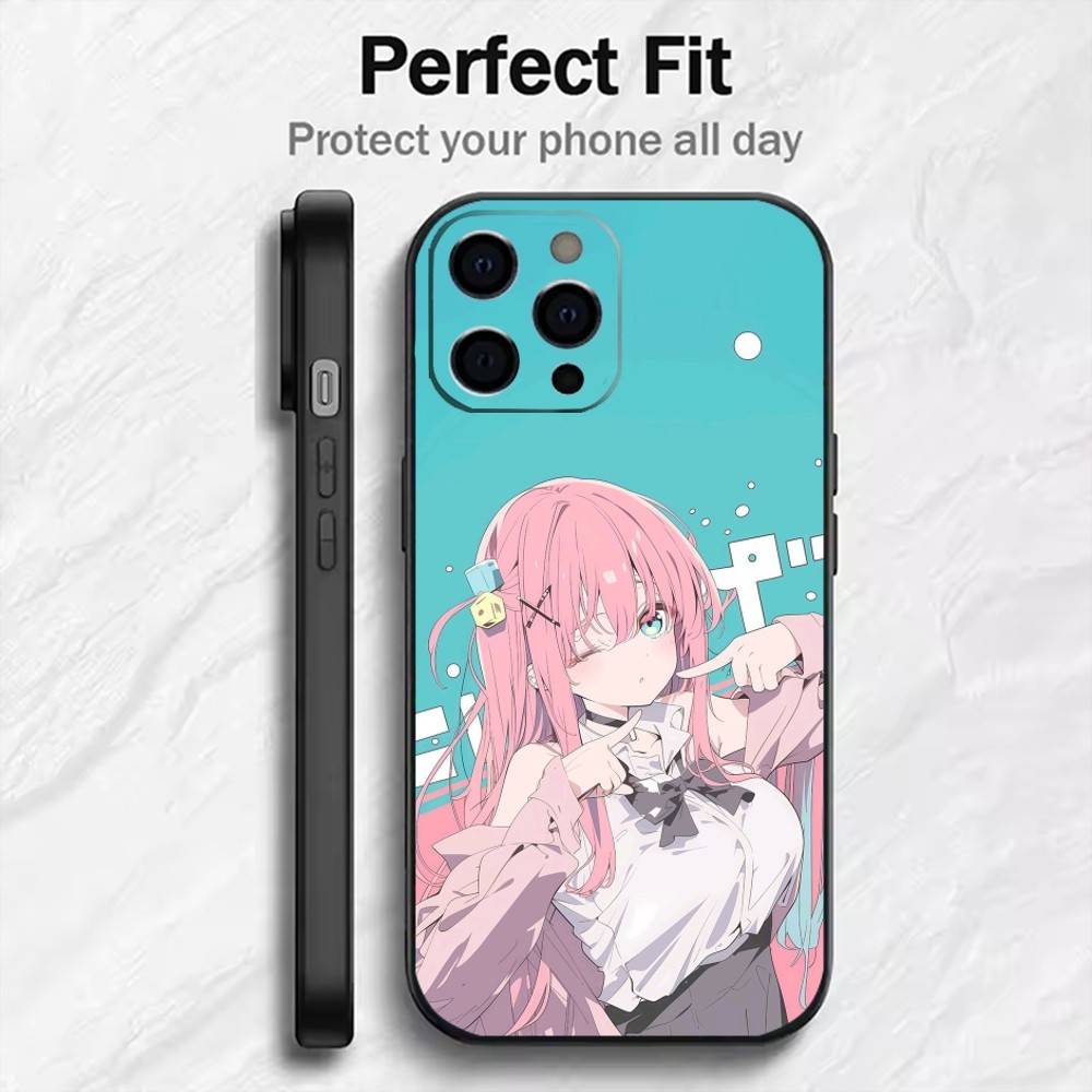 Чехол для телефона B-Bocchi The R-Rock Hitori Gotoh для iPhone 17, 16, 15, 14, 13, 12 Plus, Max, Мягкий силиконовый, Черный
