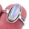 Натуральный Радужный Лунный Камень Драгоценный Камень Ручной Работы 925 Стерлинговое Серебро Кольцо Размер 6 B9e94
