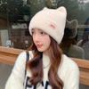 New Women Cute Cat Ear Winter Hat Fashion Faux Fur Knitted Hat Kpop Style Soft Beanie Hats Female Candy Colors Streetwear Cap