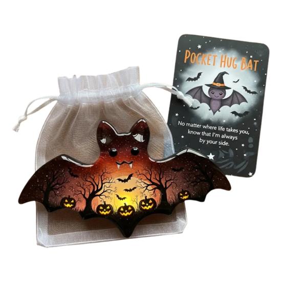 1/2/4/5Pcs Pocket Hug Ghost with Positive Card Emotional Support Ghost Token Mini Halloween Cartoon Ghost Statue Inspirational Gift