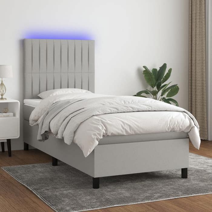Maison Exclusive - Sommier à lattes de lit avec matelas et LED Gris clair 90x190cm