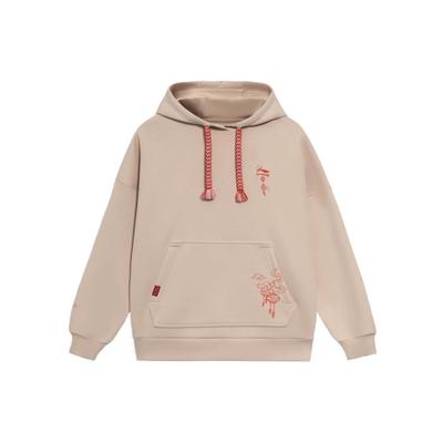 Толстовка с капюшоном Li Ning Sports Lifestyle Series с вышивкой тигра, женская толстовка Fog-Apricot AWDS372-1