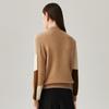 Zhaojun Women's 100% Cashmere Patchwork Half-High Collar Sweater