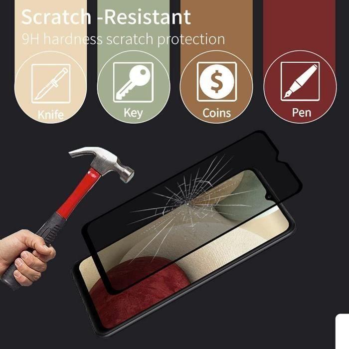 Film de protection verre trempé anti-espion pour Samsung Galaxy A12 - BOOLING - Lot de 3