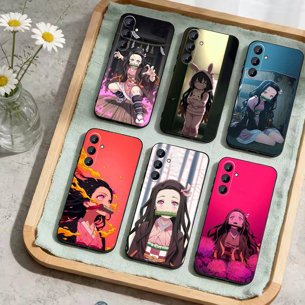 Чехол для телефона Nezuko P-Kamado для Samsung Galaxy A73, 21, 22, 32, 71, 53, 52, 51, 80, 5G Мягкий черный чехол