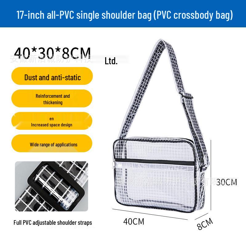17" Антистатический рюкзак из ПВХ сетки, прозрачный черный - Унисекс, легкий, большой вместимости, пыленепроницаемый