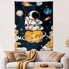 Astronaut Meditating on a Planet Patterned Tapestry Decorative Wall Hanging, Home Bedroom Living Room Decor