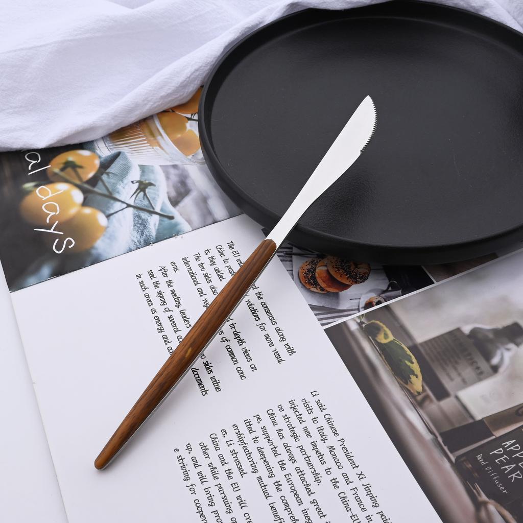 20 шт./5 шт. посуда из нержавеющей стали, нож, вилка, ложка, зеркало, серебристая, золотая, деревянная ручка, посудомоечная машина, кухонные столовые приборы в западном стиле