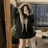 Winter New Retro Cute Short Wear Hooded Fluffy Warm Jacket On Both Sides Women's Velvet Thickened Down Cotton Clothes