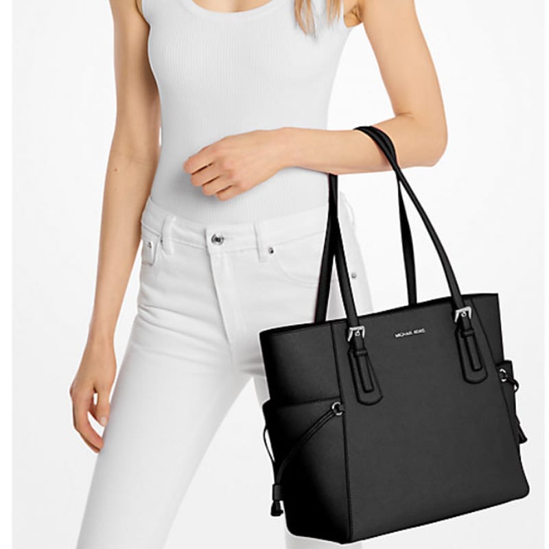 MICHAEL KORS Voyager Calfskin Tote Bag, Shopping Bag, Shoulder Bag Large Women's Black 35S5SV6T7L-BLACK