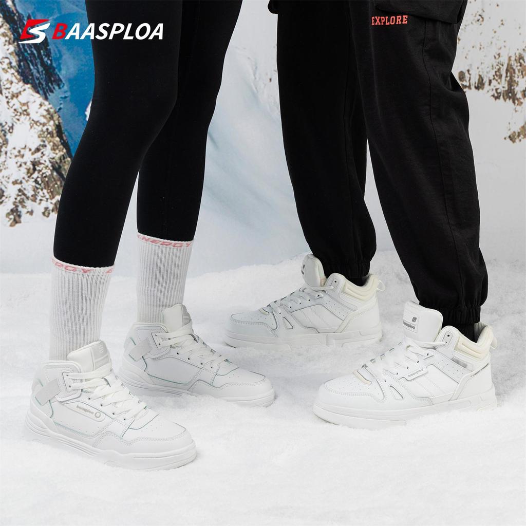 BAASPLOA Women Winter Sneakers New Fashion Plush Leather Walking Shoes for Woman Warm Casual Sneakers Non-Slip Shoe 2023