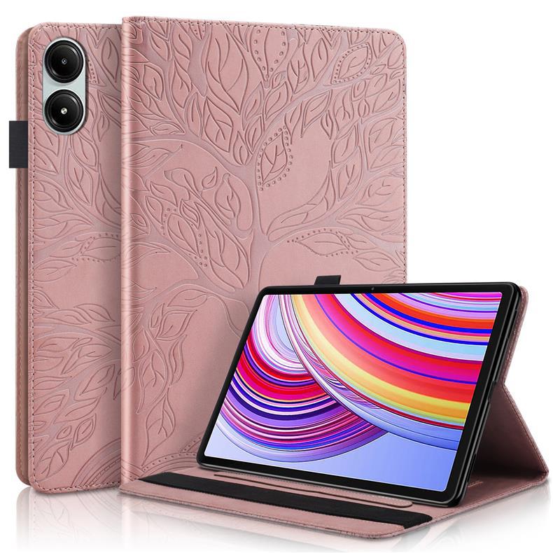 Подходит для планшета Redmi Pad Pro 12.1, защитный чехол с тисненым дизайном "Древо жизни", слотом для карт, подставкой и противоударным кожаным чехлом SE