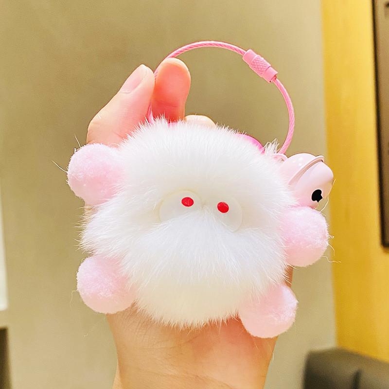 Adorable Fluffy Bunny Keychain Charming Plush Bag Accessory For Couples And Friends