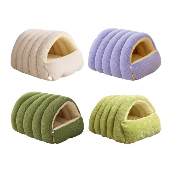 Съемная Моющаяся Зимняя Закрытая Кошачья Кровать Мягкая Хлопковая Уютная Кошачья Кровать Пещера Складной Толстый Домик для Сна Питомца для Кошек Маленьких Собак
