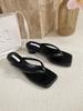 French Silver Flip-flops Women's Summer Wear Fashion Thick Heels Pinch Feet Beach Slippers Non-slip Sandals