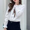 2024 Fashion Women White Shirt Long Sleeve Elegant Chiffon Blouse Woman Bow Collar Korean Sweet Lady Tops Clothing Blusas 24163