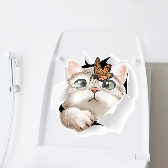 Декоративная наклейка на унитаз Самоклеящаяся Водонепроницаемая Легко снимаемая Без следов Наклейка на крышку унитаза для ванной комнаты в форме кошки