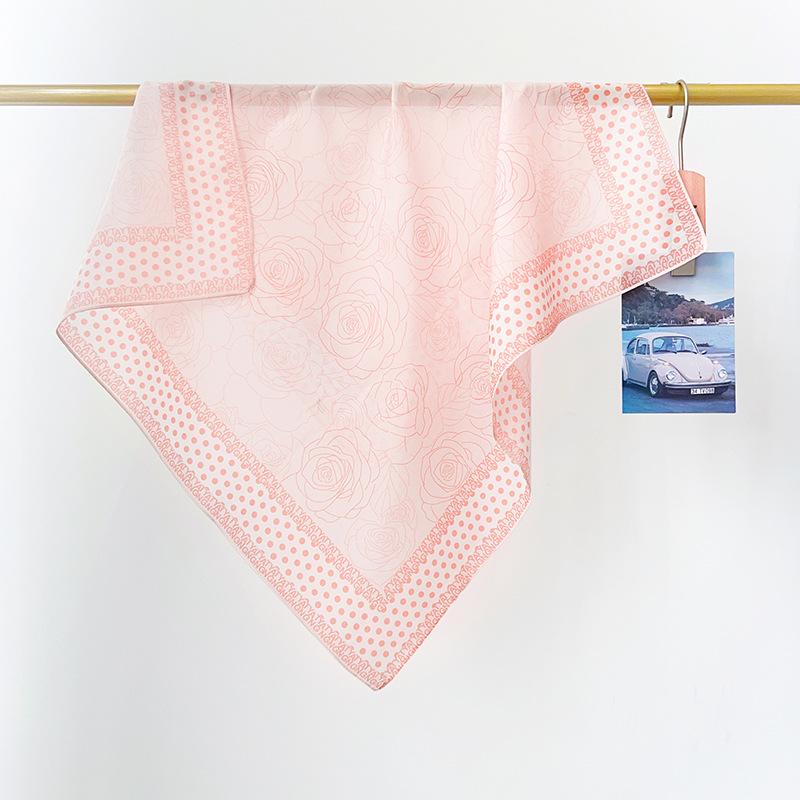 Korean-style design silk cotton square scarf and summer thin scarf vintage high-end rose paired with a shirt and neck scarf