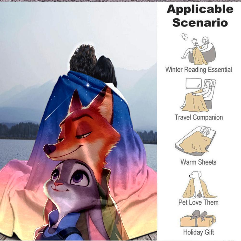 1Pc Fox Hare Blanket Soft And Comfortable Casual Warm Camping Travel Christmas Halloween Xmas Gift M928301