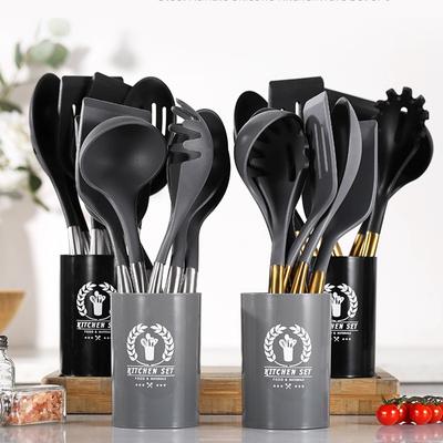 6 шт. кухонная посуда, силиконовая посуда, антипригарные кухонные принадлежности с держателем, лопатка, ложка, ковш, венчики для яиц, лопата, набор посуды