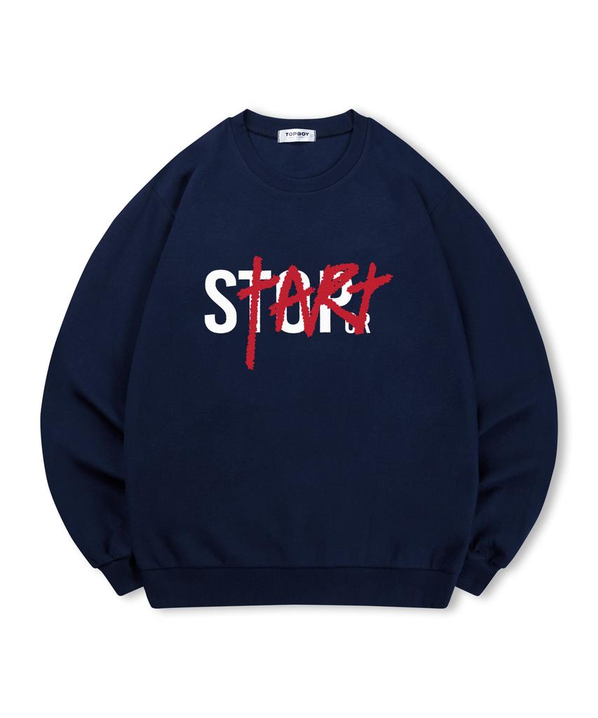 TOPBOY [Non-Fleece Or Fleece-Lined] Start Print Sweatshirt (Type B)