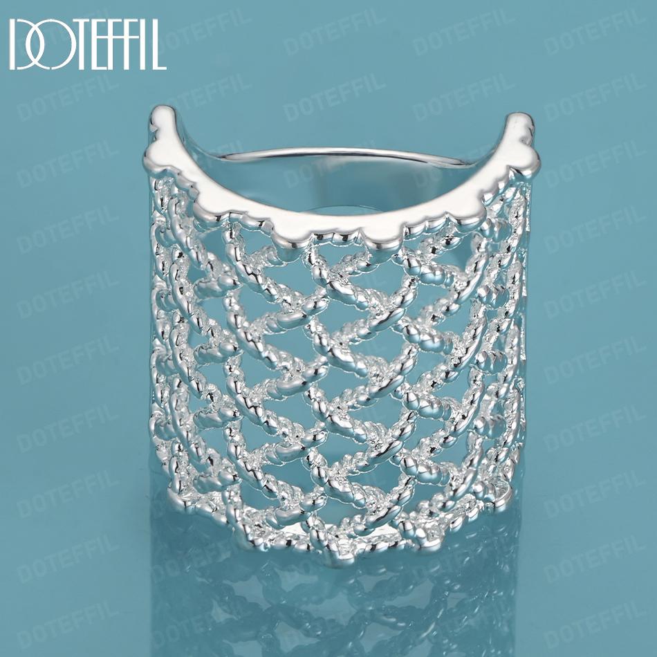 Кольцо квадратной формы из стерлингового серебра 925 пробы с сеткой, модные свадебные украшения