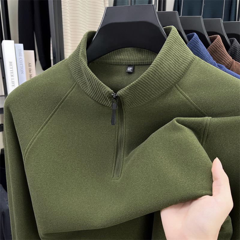 Мужской двусторонний катионный свитшот с длинным рукавом, полувысоким воротником и молнией