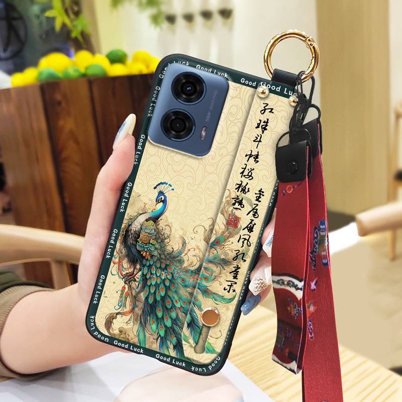 Пылезащитный ремешок на запястье Чехол для телефона для MOTO G24 Power Шнурок для мамы Прочный браслет Модная подставка Силиконовое кольцо