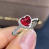 New Simple Classic Silver Color Heart Engagement Rings For Women White Red CZ Stone Inlay Fashion Jewelry Wedding Party Gift