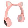 Cat Ear Gaming Headphones Deep Bass LED Light Foldable Cute Cat Ear Headset with Soft Earmuffs