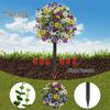 Artificial Violet Topiary Ball UV Resistant Violet Blooms Fake Evergreen Plants Flowers Brush with Ground Spike for Outdoor Indoor Garden Decor