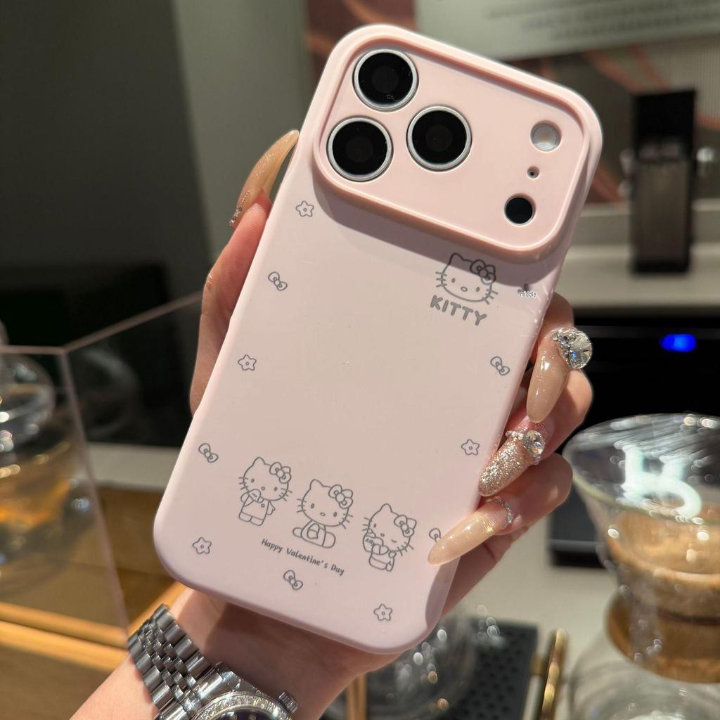 Чехол из жидкого силикона с милым котенком KT для iPhone 17 Pro Max - Полное покрытие, Защита от падений.