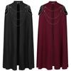 Medieval European Royal Cloak with Shoulder Pads, Men's and Women's Retro Bead Curtain, Gear Chain Hooded Cloak Performance Dres