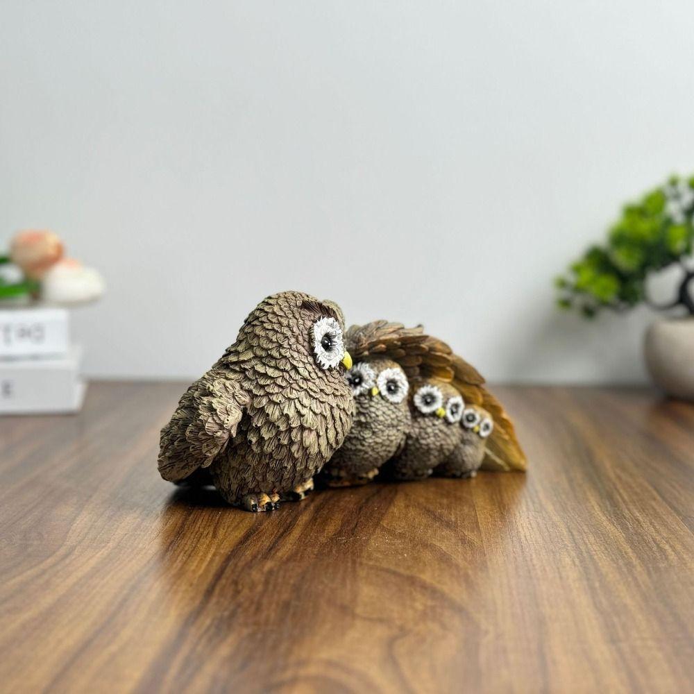 Cute Animal Statue Resin Miniature Figurine Sculpture Desktop Decoration Owl Ornament TV Cabinet