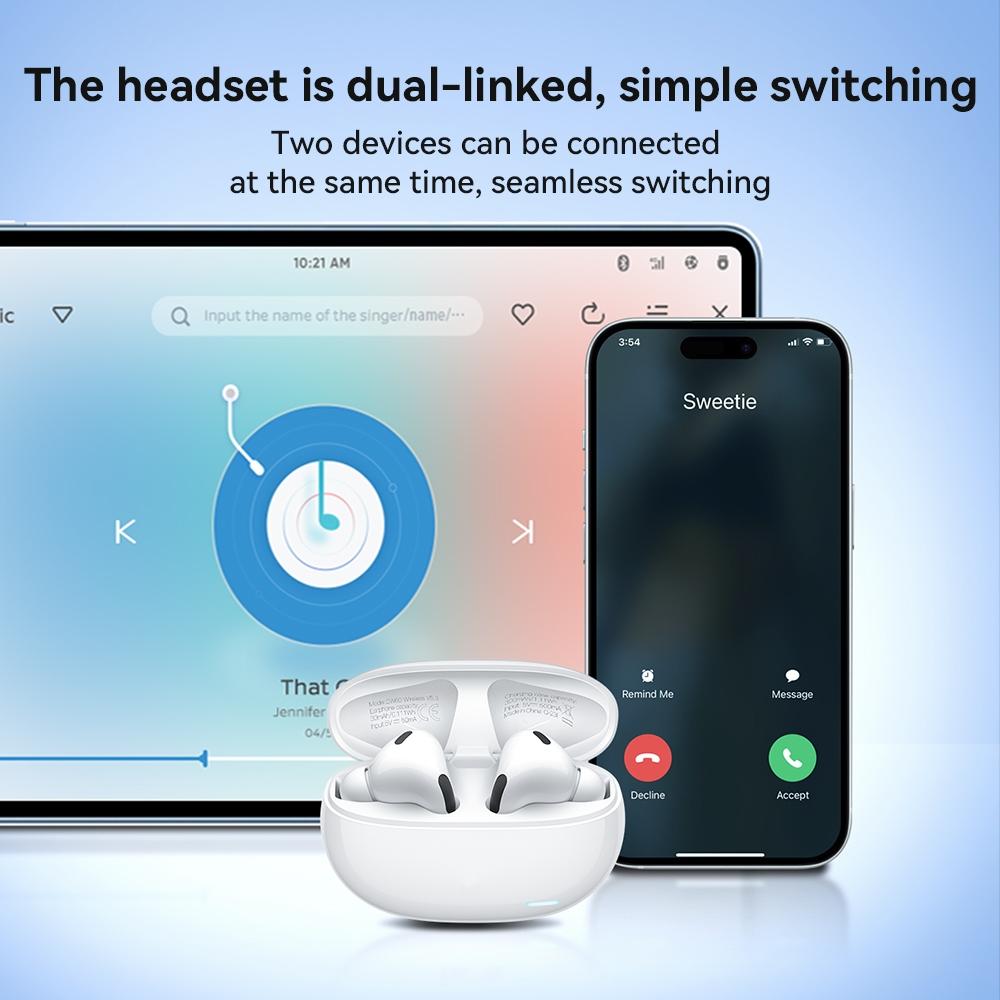 ANC Активное шумоподавление Bluetooth 5.3 Наушники ENC Call HIFI Stereo Superb Bass Беспроводные наушники Спорт Игровой